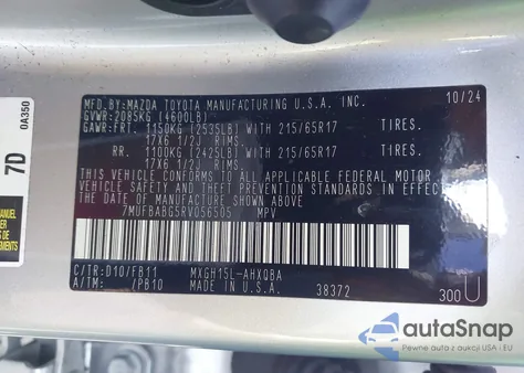 2024 Toyota Corolla Cross Hybrid S z USA, uszkodzony, nr VIN 7MUFBABG5RV056505